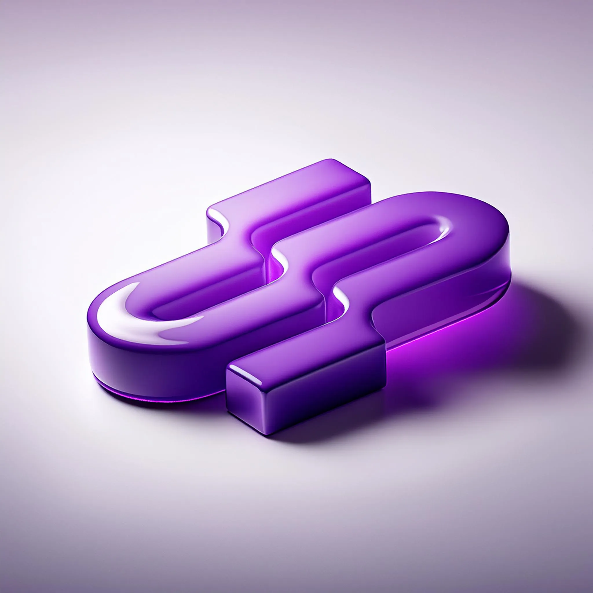 Violettes 3D-Markenzeichen von slap design aus glänzendem Material