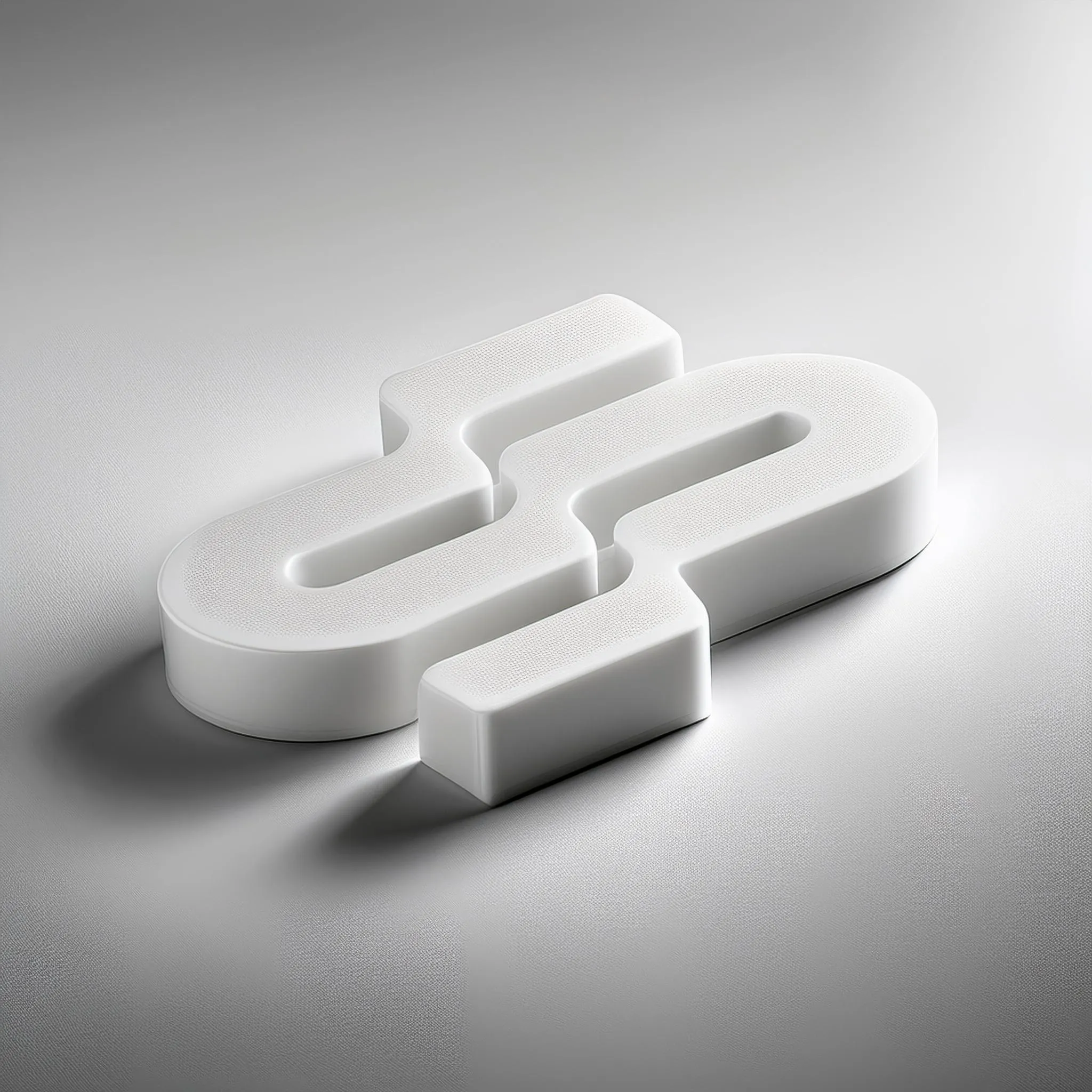 Weißes 3D-Markenzeichen von slap design aus mattem Kunststoff